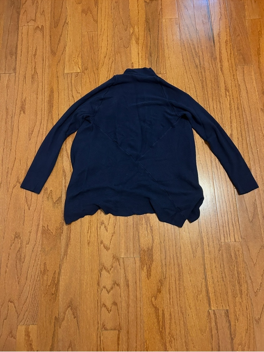 Christina Navy Ribbed Open Front Cardigan Sweater Women's Large - Picture 4 of 7